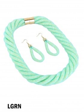 SPARKLE TUBE TWIST NECKLACE AND EARRING SET